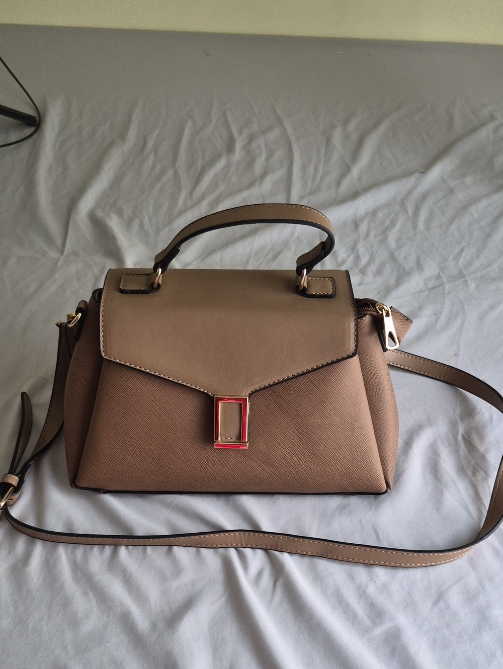 Jolene Couture Taupe Top-Handle Crossbody Bag - Elegant Women's Satchel